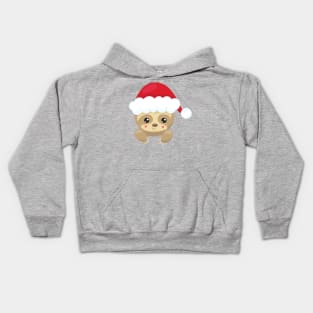 Christmas Sloth, Cute Sloth, Santa Hat, Xmas Kids Hoodie